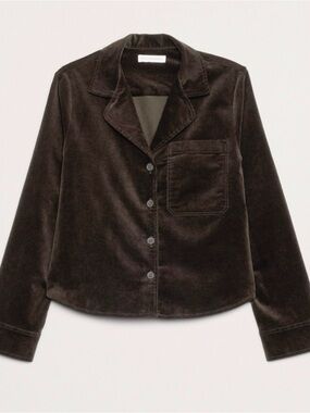 Banana Republic Dark Brown Velvet Shirt Jacket
